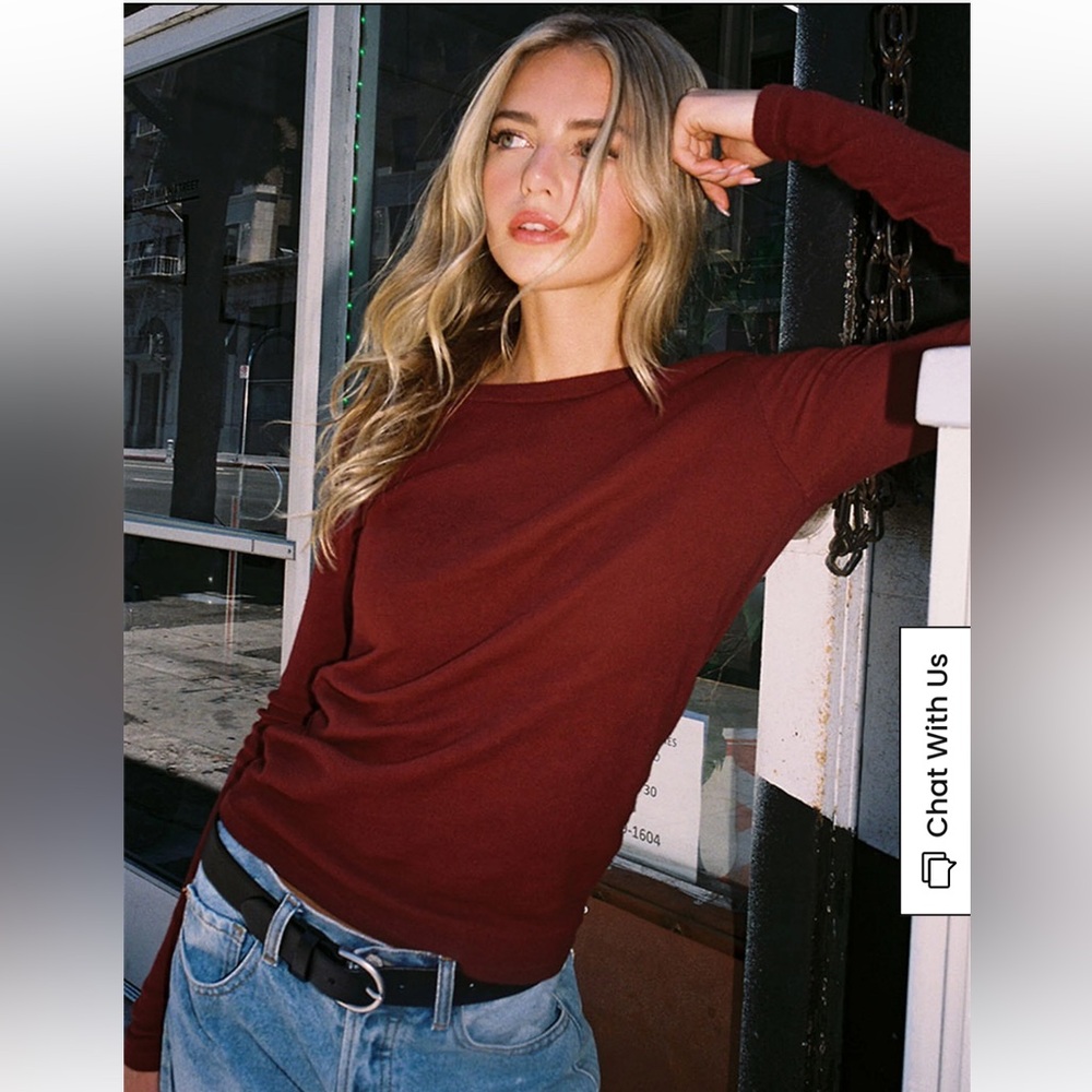 John Galt Burgundy Tori Long Sleeve Top
